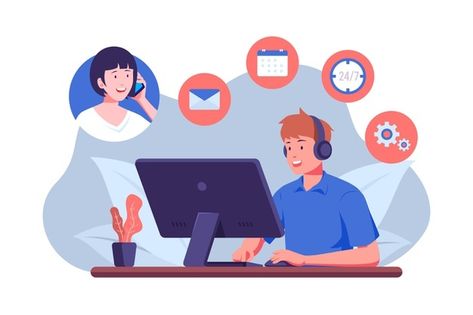 Support Illustration, Successful Business Owner, Cold Calling, Flat Design Illustration, Online Reputation Management, Innovation Strategy, Marketing Goals, Web Development Company, Management Company