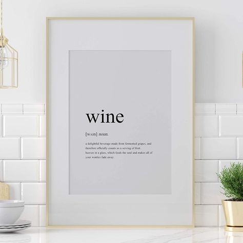 Wine Definition, Fun Typography, Illustration Art Design, Dining Room Wall Art, Art Bar, Dictionary Art, Inspirational Prints, Fall Prints, Wine Lover