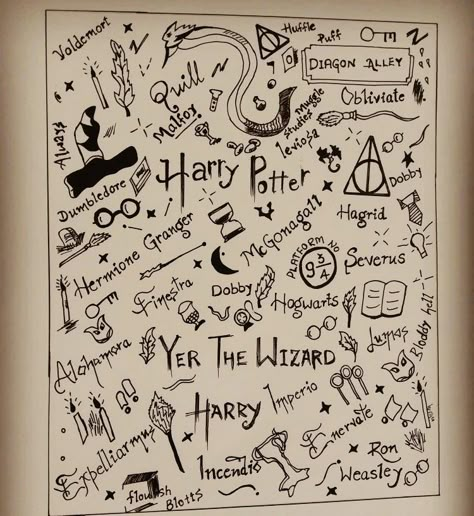 Harry Potter doodle Easy Harry Potter Drawings For Beginners, Doodle Art Harry Potter, Harry Potter Aesthetic Drawing Easy, Harry Potter Aesthetic Doodles, Harry Potter Art Drawings Simple, Harry Potter Sketch Ideas, Hogwarts Doodle, Harry Potter Aesthetic Drawing, Harry Potter Doodle Art