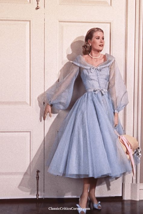 High Society Outfits, Trad Aesthetic, Grace Kelly High Society, Grace Kelly Dresses, Hollywood Glamour Dress, Grace Kelly Style, Old Hollywood Fashion, Blue Chiffon Dresses, Hollywood Dress