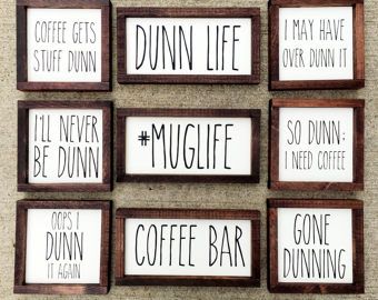 Rae Dunn inspired painted solid wood signs Wood Signs Diy, Ranch Style Decor, Black Words, Log Home Interiors, I Need Coffee, Home Improvement Tv Show, Rae Dunn Collection, Signs Diy, Diy Porch