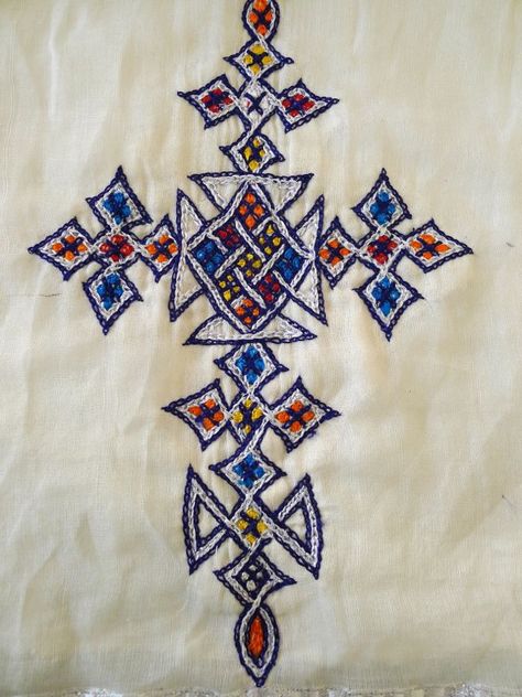 Ethiopian embroidery Eritrean Tattoo Ideas, Ethiopian Embroidery, Ethiopian Pattern, Soft Objects, Ethiopian Art, Embroidered Textiles, Eritrean Dress, Ethiopian Dress, Horn Of Africa