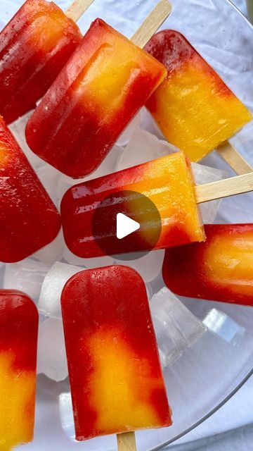 tinka on Instagram: "Strawberry Mango Ice Pops 🍓🥭🧊  Ingredients: - Frozen Strawberries - Frozen Mango - Honey or Agave Syrup - Fresh Lemon Juice - Water  Blend the frozen strawberries and frozen mango separately, along with honey, lemon juice, and water. Alternately fill the popsicle molds with the blended mixtures. Insert wooden sticks, let them freeze, and enjoy!✨  Follow for more delicous summer treats ☀️  #strawberry #mango #frozen #ice #icepops #popsicle #popsicles #fruitpopsicle #fruits #frozenfruits #fruitlover #fruitasmr #foodasmr #asmr #asmrvideo #asmrsound #asmrcommunity #healthysnacks #healthyrecipes #easysnack #quicksnack #healthydessert #healthyfood #dessert #snack #healthydessertrecipes #easydessert #dessertideas #healthytreat" Frozen Fruit Popsicles Recipes, Fruit Popsicle Recipes, Fruit Ice Pops, Peach Popsicles, Mango Popsicles, Lemon Juice Water, Frozen Mango, Mango Ice Cream, Fruit Popsicles