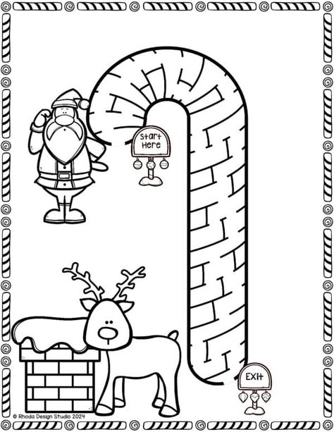 Need a quick and fun holiday worksheet? This Candy Cane Maze and other Christmas mazes keep kids entertained and engaged, with festive coloring pages that add a creative twist. Save this pin to access free Christmas mazes that are perfect for any winter lesson plan. Candy Cane Worksheets, Winter Lesson Plan, Christmas Maze, Maze Worksheet, Holiday Worksheets, Printable Mazes, Free Christmas Coloring Pages, Mazes For Kids, Pattern Sheets