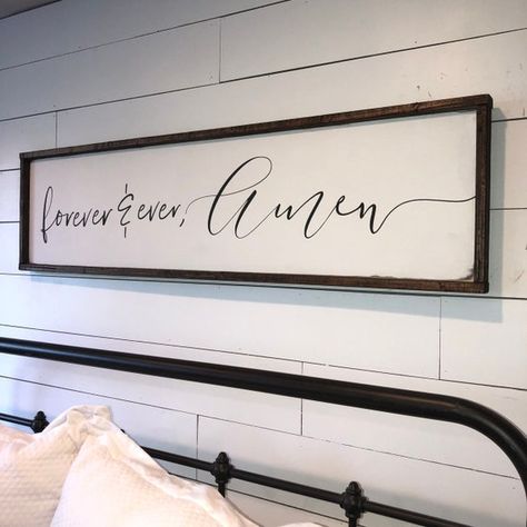 Hey, I found this really awesome Etsy listing at https://www.etsy.com/listing/745238457/forever-ever-amen-above-the-bed-sign Signs Above Bed Master Bedrooms, Western Bedroom, Above Bed Decor, Bedroom Signs, Master Decor, Western Homes, Bed Wall, Master Bedding, Master Bedrooms Decor