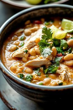 Food and Drink: #foodie, #recipes, #cooking, #food inspiration Chicken Bean Crockpot, Chicken And Beans Recipe, Flavorful Chili Recipe, Roasted Pepper Soup, Canellini Beans, Butter Bean Soup, Beans In Crockpot, Irish Beef Stew, Green Chili Chicken