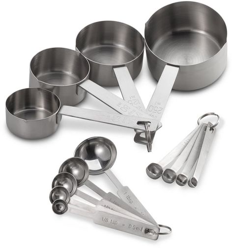 Baker's Dozen 13-Piece Measuring Cups and Spoons Set Kitchen Measuring Tools, Desain Pantry, Stainless Steel Measuring Cups, Measuring Cups And Spoons, Measuring Cups & Spoons, Measuring Cups Set, Measuring Tools, Cool Kitchen Gadgets, Spoon Set