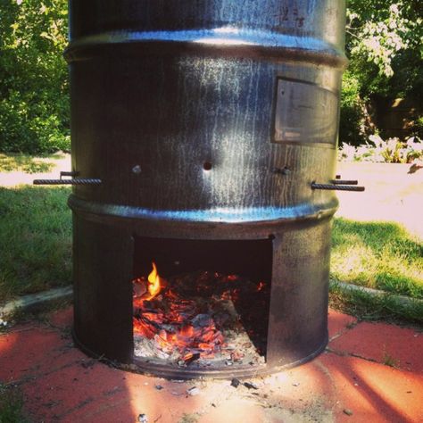 22 Unique DIY Burn Barrel Design Ideas for Decoration & Functionality Barrel Fire Pit, Diy Fire Pit Ideas, Burn Barrel, 55 Gallon Steel Drum, Mass Heater, Barrels Diy, Barrel Stove, Diy Wood Stove, 55 Gallon Drum