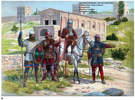 Byzantine Soldiers in the Morea, 13th and 14th Century Medevil Times, Byzantine Army, Medieval Warfare, The Byzantine Empire, Fall Of Constantinople, Historical Warriors, Eastern Roman, Medieval Ages, Empire Romain