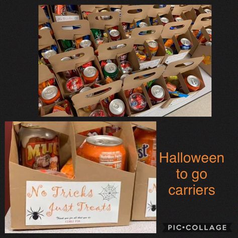 Halloween Teacher Snack Cart, Halloween Snack Cart For Teachers, October Morale Booster, Pta Halloween Ideas, November Treats For Teachers, October Teacher Treats, Treats For Teachers Lounge, Treat Trolley For Teachers, Fall Treats For Teachers