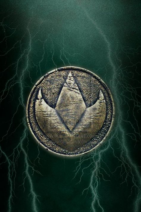 The Green Mighty Morphin Power Ranger's Dragonzord Power Coin - with Background Lightning & Vertically displayed. Jason David Frank Tattoos, Mmpr Green Ranger, Tommy Oliver Green Ranger, Green Ranger Art, Green Ranger Wallpaper, Power Rangers Tattoo, Power Rangers Green Ranger, Power Rangers 2017, Green Power Ranger