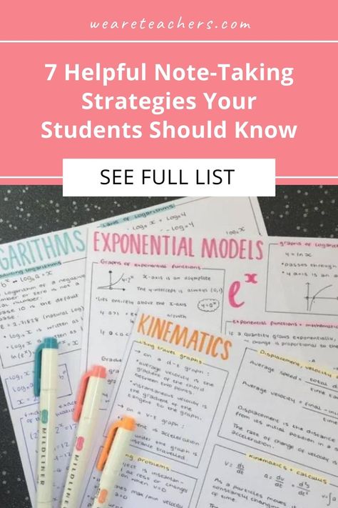 7 Top Note-Taking Strategies That Help Students Learn Note Taking For Math, Effective Note Taking, The Cornell Method, Learning Specialist, Cornell Method, Note Taking Strategies, Effective Teaching Strategies, Reading Graphic Organizers, High School Books