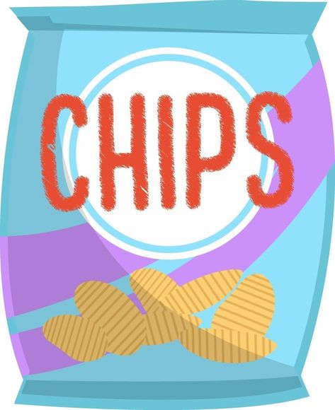 Chips in bag, illustration, vector on white background Teachers Week, Bag Illustration, Background Background, Background White, Illustration Vector, Vector Logo, White Background, Vector Free, Chips