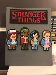 Stranger Things Perler Bead Pixel Art  Stranger Things Perler Bead Pixel Art Pixel Art Stranger Things, Stranger Things Pixel Art, Art Stranger Things, Bead Pixel Art, Stranger Things Cast, Hamma Beads Ideas, Pixel Beads, Melty Bead Patterns, Easy Perler Beads Ideas