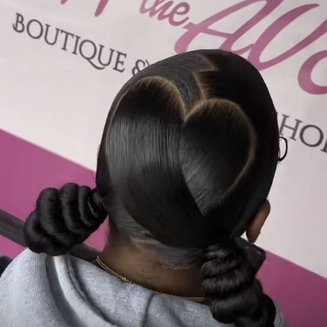 #ponytail #bun #hair #blackhairstyles #blondhair #colorhair #slickbackponytail #heart Heart Part Slick Back, Heart Ponytail Hairstyles, Heart Part Sleek Ponytail, Heart Slick Back Ponytail, Ponytail With Heart Swoop, Slick Heart Ponytail, Slick Back Two Buns, Heart Bun With Swoop, Heart Slick Back