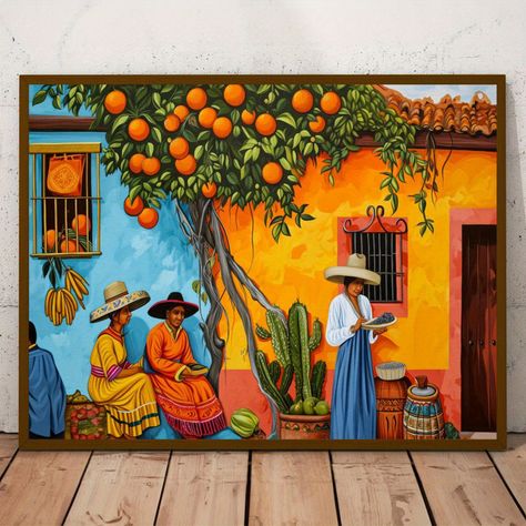 Faster shipping. Better service Mexico Painting Easy, Contemporary Mexican Art, Mexican Style Decor Bedroom, Mexican Wall Art Hacienda Style, Mexican Style Painting, Mexican Art Work, Mexican Inspired Art, Traditional Mexican Home Decor, Mexican Interior Design Bedroom