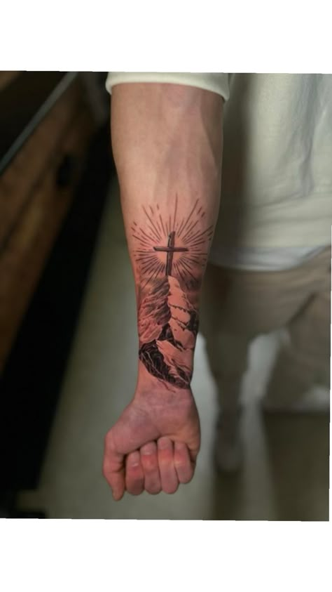 Jesus Forearm Tattoo, Christian Tattoos Men, Meaningful Tattoos For Men, Tattoo Ideas Males, Tattoo Quotes For Men, Biblical Tattoos, Bible Tattoos, Simple Tattoos For Guys, Saved Tattoo