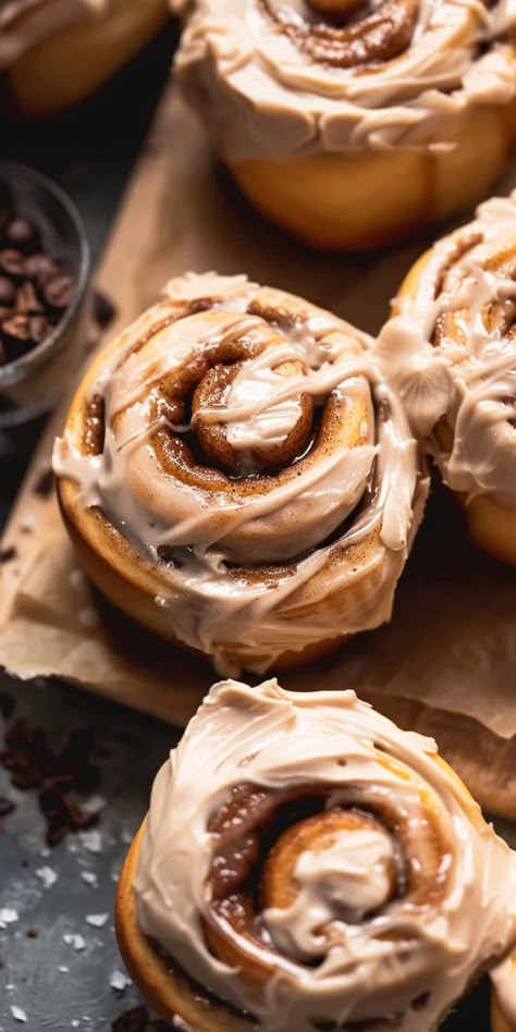 Coffee Cinnamon Rolls [145 Minutes] - Chasety Coffee Frosting, Widget Wallpaper, Cinnamon Roll Dough, Milk And Sugar, Healthier Options, Cozy Mornings, Cinnamon Swirl, Cinnamon Rolls Recipe, Sweet Roll