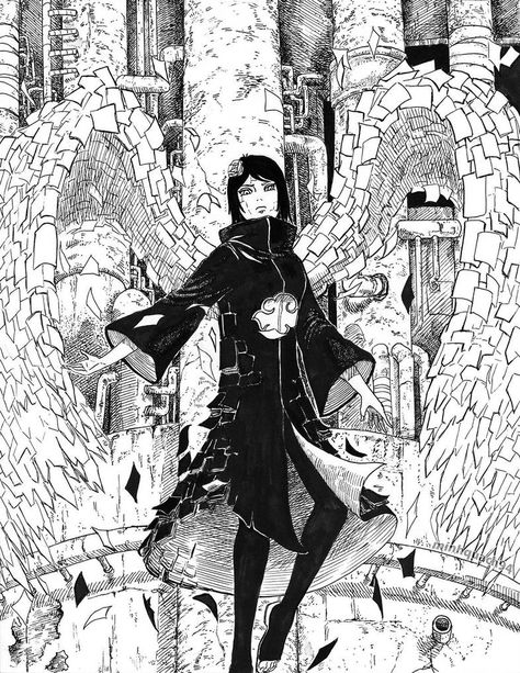 Konan, the Angel of Amegakure by minhquach94 Naruto Tattoo, Itachi Uchiha Art, Manga Naruto, Naruto Drawings, Naruto Comic, Art Manga, Manga Panels, Madara Uchiha, Anime Wall Art