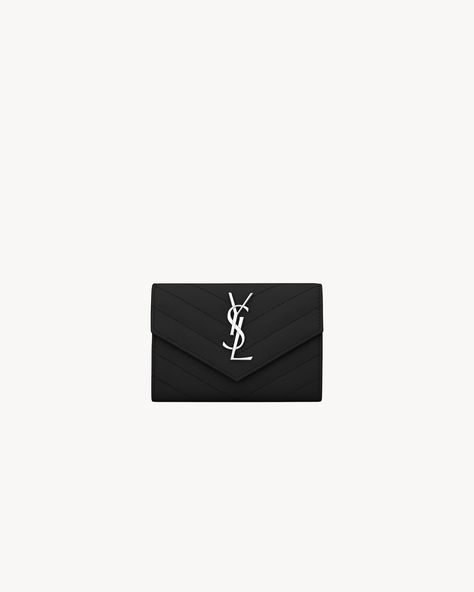 Discover NOIR CASSANDRE MATELASSÉ small envelope wallet in grain de poudre leather from Saint Laurent online store. Vs Bag, Dream Products, Ysl Wallet, Small Envelope, Small Envelopes, Envelope Wallet, Black Accessories, Black Wallet, Yves Saint Laurent