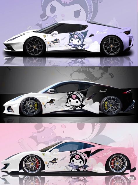 Anime Livery Car, Kuromi Motorcycle, Kuromi Car, Custom Car Stickers, Hello Kitty Car, Jdm Wallpaper, Best Jdm Cars, Girly Car, Lovely Car