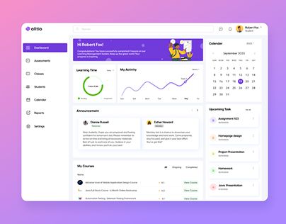 Lms Dashboard, Student Board, Dashboard Interface, Portal Website, Student Dashboard, Colour Collection, Creative Advertising Design, Student Information, Learning Time