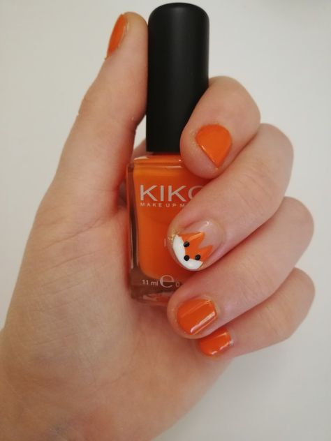 Fox Nails Designs, Woods Animals, Nailart Cute, Fox Nails, Pedicure Nail Designs, Animal Nail Art, Autumn Nail, November Nails, Orange Fox