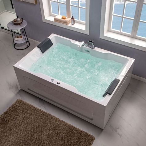 Spa Tubs In Master Bath, Bathroom Jacuzzi Tub Ideas, Freestanding Jetted Tub, Jacuzzi Tub Bathroom, Two Person Tub, Bath Tub For Two, Deep Bathtub, Indoor Jacuzzi, Deep Tub