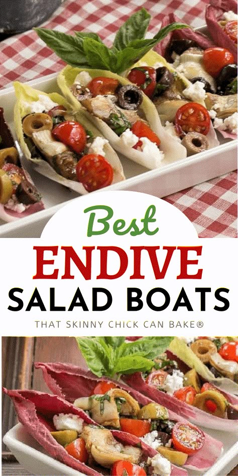 Salad Boats Appetizers, Endive Salad Bites, Endive Appetizers Boats, Healthy Summer Appetizers, Heart Healthy Appetizers, Feta Artichoke, Endive Appetizers, Salad Boats, Boat Snacks