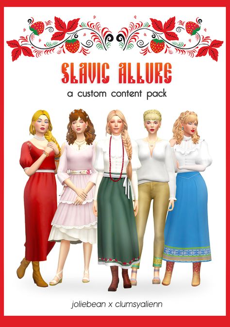 «Slavic allure» a cc pack by joliebean x clumsyalienn Slavic Clothing, Cottagecore Clothes, Hairstyle Tutorials, Sims4 Clothes, Cardigan Winter, Skirt Maxi, Sims 4 Game, Winter Cardigan, Diy Dog