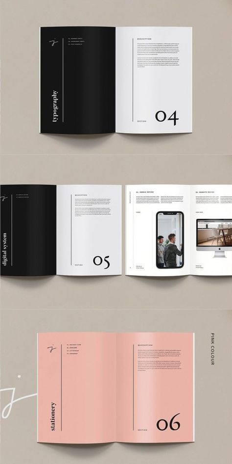 Portfolio Design Layouts, Design Portfolio Layout, Design De Configuration, Layout Portfolio, Mises En Page Design Graphique, Logos Retro, Magazine Ideas, Brand Guidelines Template, Desain Buklet