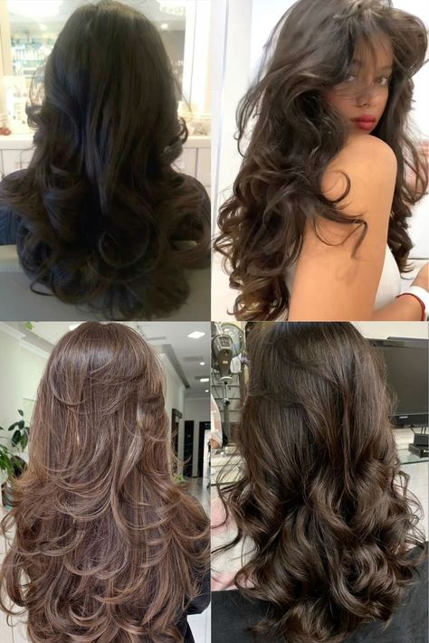 Haircuts For Long Hair 90s, Long Layered Haircuts Blowout, Blowout Inspo Long Hair, Bunch Of Layers Haircut, Layer Blowout Hair, Long Blowout Haircut, Long Hair With Blended Layers, Blowout Hair Inspiration, Blowout For Prom