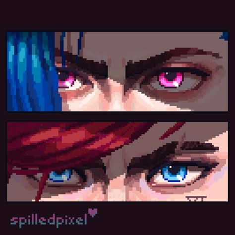 pixelart ドット絵 pixel pixelartist bitart asperite  arcane arcanefanart Vi Jinx Jinx Alpha Pattern, Pixel Digital Art, League Of Legends Cross Stitch, Arcane Alpha Pattern, Arcane Pixel Art Grid, Arcane Cross Stitch, Jinx Pixel Art, Arcane Pixel Art, Arcane Crochet