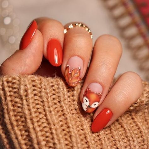 Harvest Nails, Orange Nail Design, Fox Nails, Nails Autumn, Thanksgiving Nail Designs, Thanksgiving Nail, Simple Fall Nails, Fall Nail Trends, Fall Nail Art Designs