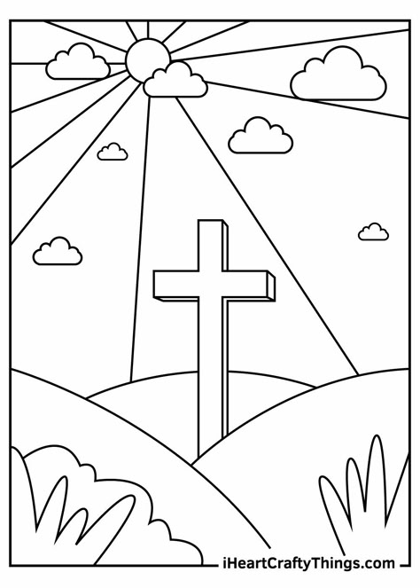 Easter Mosaic, Church Coloring Pages, Easter Religious Crafts, Easter Coloring Pages Printable, Free Easter Coloring Pages, Cross Coloring Page, Halloween Coloring Pages Printable, Printable Easter Activities, Easter Sunday School