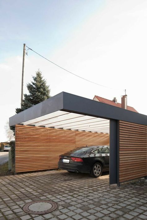 Carport Modern, Modern Carport, Diy Carport, Carport Garage, Carport Designs, Garage Remodel, Modern Garage, Garage Shed, Garage Design