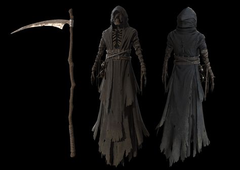 Grim Reaper Concept Art, Grim Reaper Clothes, Reaper Armor, Undead Warrior, Grim Reaper Costume, Reaper Costume, Book Reference, Fantasy Wizard, Tvd Universe