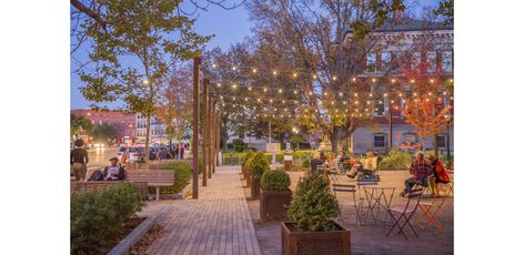 Community Park Design, Rolling Carts, Park Lighting, Colored Furniture, Plaza Design, Village Park, Urban Design Concept, Architectural Lighting Design, Building Front