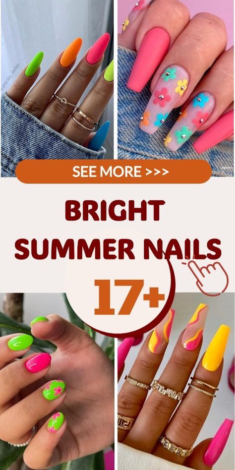 Neon Summer Nails, Firework Nail Art, Classy Almond Nails, Lime Green Nails, Firework Nails, Pink Summer Nails, Neon Summer, Neon Nail Designs, Abstract Motifs