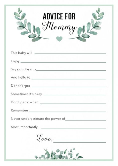 Advise For Mommy To Be Cards, Babyshowergames Free Printable, Advice For Mommy To Be Printable Free, Mommy Advice Cards, Advice For Mommy To Be, Gender Ideas, Mom Template, Baby Shower Advice Cards, Baby Shower Advice