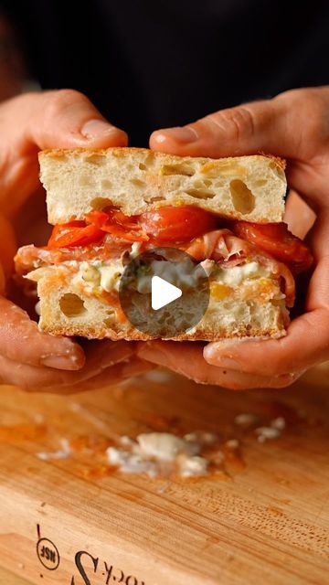 donaldo estevam on Instagram: "Focaccia burrata prosciutto sandwich 

Can you believe it! This thing is lights out! I could swim in a pool of these and my life would be just heaven haha. Man do I love a good focaccia sandwich with all the toppings.

Recipes 

Focaccia bread with a roasted garlic spread, burrata, prosciutto, pistachios, roasted tomatoes in olive oil, olive oil, salt. And it’s just so good

My favorite hat @puma 

#sandwich #focaccia #burrata #prosciutto #foodporn" Focaccia Sandwich Recipes, Foccacia Bread With Prosciutto, Ciabatta Bread Recipe Sandwiches Chicken, Sandwich On Focaccia, Prosciutto Ciabatta Sandwich, Caprese Focaccia Sandwich, Roasted Garlic Spread, Tomatoes In Olive Oil, Focaccia Sandwich