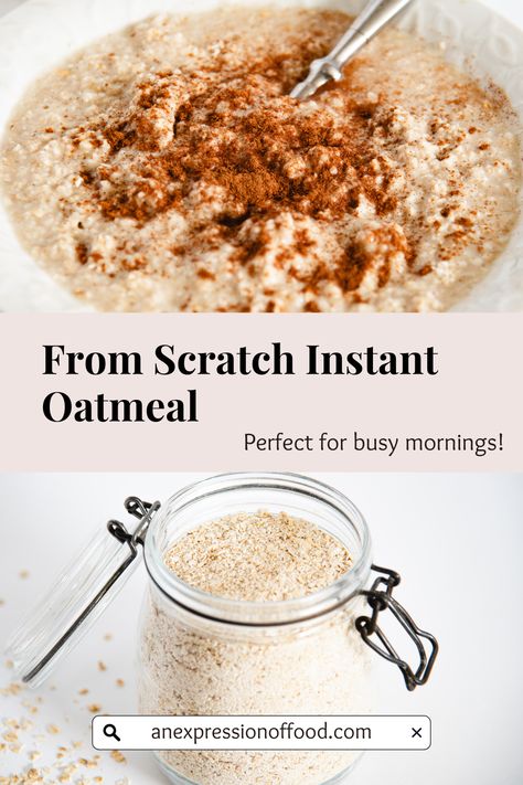 This easy homemade instant oatmeal recipe is perfect for busy mornings! This recipe takes less than 30 minutes to make and calls for just 3 simple ingredients. It’s yummy, easy to make, and a great time saver. Plus this recipe teaches how to make your own homemade instant oatmeal packets! How To Make Instant Oatmeal, Instant Oatmeal Recipes, Quick Cooking Oats, Homemade Instant Oatmeal, Oatmeal Ideas, Whole Grain Oatmeal, Instant Oatmeal Packets, Oatmeal In A Jar, Protein Oatmeal