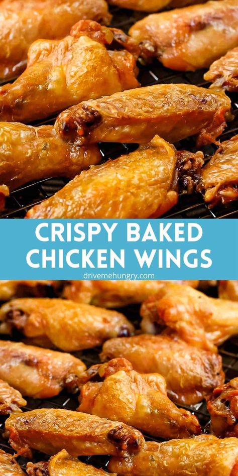 Oven Fried Crispy Baked Chicken Wings, Crunchy Baked Chicken Wings, Crispy Chicken Wings In The Oven, Baking Powder Chicken Wings, Wings Recipe Oven, Chicken Wings In The Oven, Baked Wings Oven, Oven Chicken Wings, Wings Recipe Baked