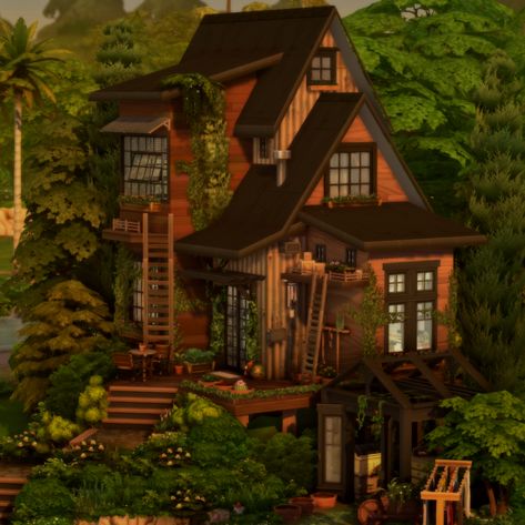 Sims Forest House, Sims 4 Earthship, Sims 4 Maximalist House, Sims 4 Houses With Cc, Sims 4 Outside Decor, The Sims 4 Houses Download, Tiny House Sims 4, Sims 4 Houses Download, Sims 4 Tiny House