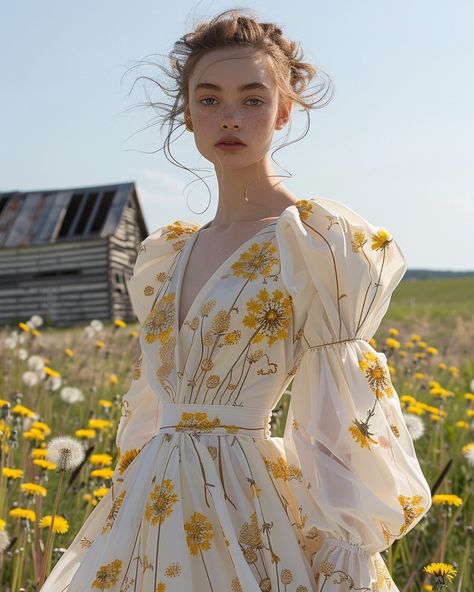 Dandelions - Set 2 A little Springtime fashion in the dandelion meadow.🌤 🌼Dandelions | #aprilfoolery Hosted by @tricia_danby_aiart | April 17, 2024🌼 #midjourney #digitalart #aiart #dandelions #springfashion Dandelion Dress, The Dandelion, Dress Painting, Maternity Photoshoot, Fashion Photoshoot, 2 A, Spring Time, Spring Fashion, Dandelion