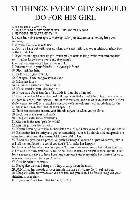 Things Guys Should Do In A Relationship, The Perfect Bf List, Thoughtful Things To Do For Girlfriend, Relationship Firsts List, Should I Date This Guy, Sweet Things To Do For Your Girlfriend, Things To Do On A First Date, Perfect Girlfriend List, My Type Of Guy List