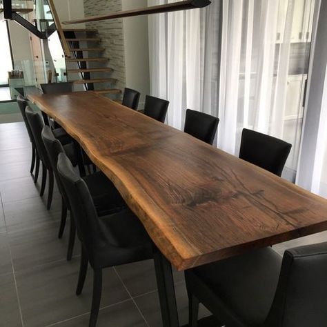 Rustic Dining Room Table, Live Edge Black Walnut, Unique Dining Tables, Live Edge Dining Table, Hardwood Furniture, Beautiful Dining Rooms, Rustic Dining Room, Walnut Table, Dining Table Design