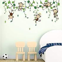 Monkey Climbing Tree, Safari Nursery Wall Decor, Tiles Furniture, Baby Wall Stickers, Tree Wall Decals, Living Room Playroom, Monkey Wall, Kids Room Wall Stickers, Boy Girl Room