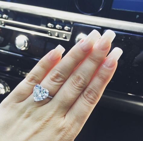 Credit: Lady Gaga/Instagram Lady Gaga Engagement Ring, Heart Shaped Diamond Ring, Lorraine Schwartz, Heart Wedding Rings, Square Diamond Rings, Heart Engagement, Class Rings, Taylor Kinney, Heart Rings