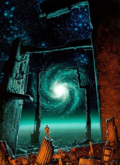 Michael Whelan cover art for "Foundation's Edge" by Isaac Asimov, 1983.pic.twitter.com/Dkr3y4FVXC Asimov Foundation, Michael Whelan, 70s Sci Fi Art, Scifi Fantasy Art, Arte Alien, Space Fantasy, Isaac Asimov, Arte Cyberpunk, History Of Science